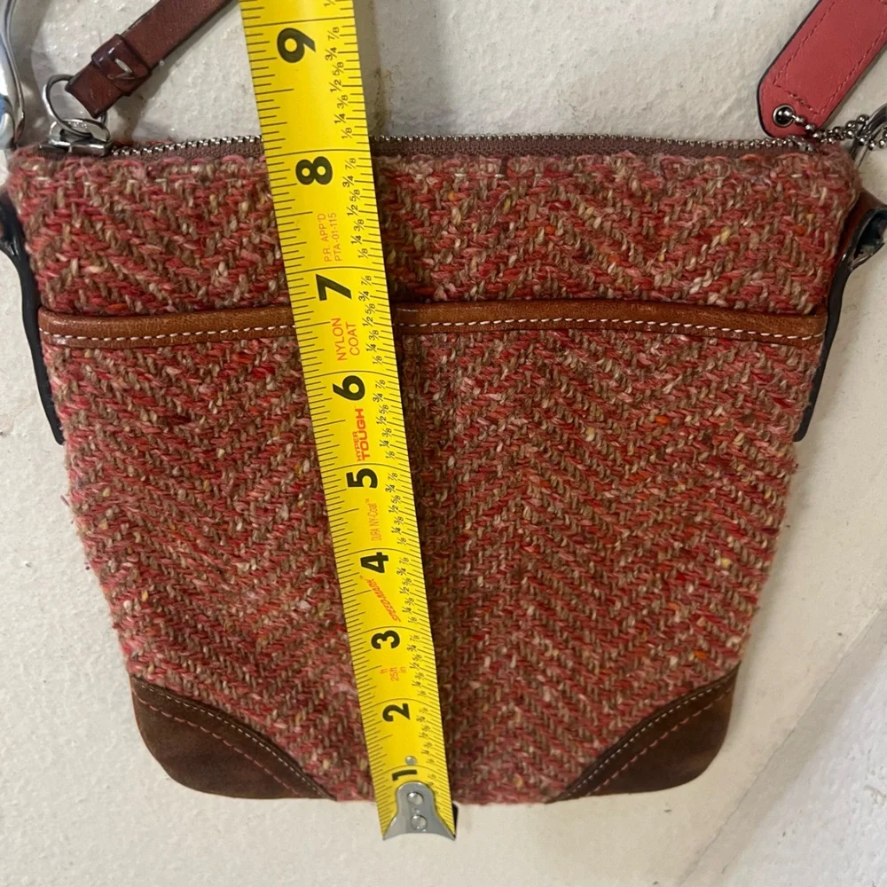 Coach Kitt Crossbody Messenger‎ weed Wool Suede Leather Trim